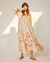 Fiore Belted Silk Maxi Starflower Cream