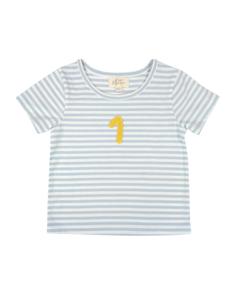 First Year Birthday Shirt Blue 1 2Y