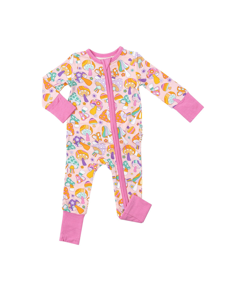 Flower Power Mushrooms 2 Way Zipper Romper