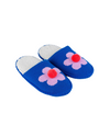 Flower Pom Slide Slipper Cobalt