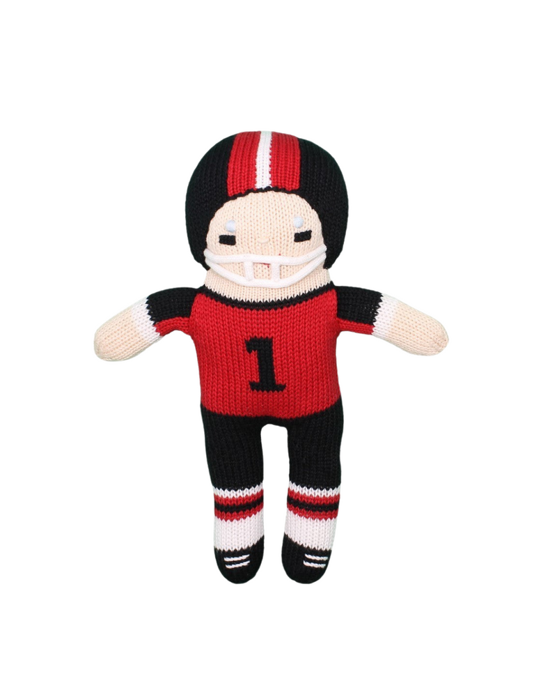 Football Player Knit Doll Red Black