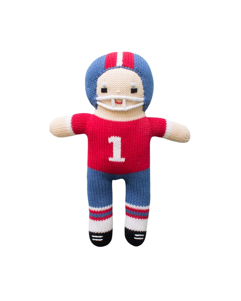 Football Player Knit Doll Red Royal Blue