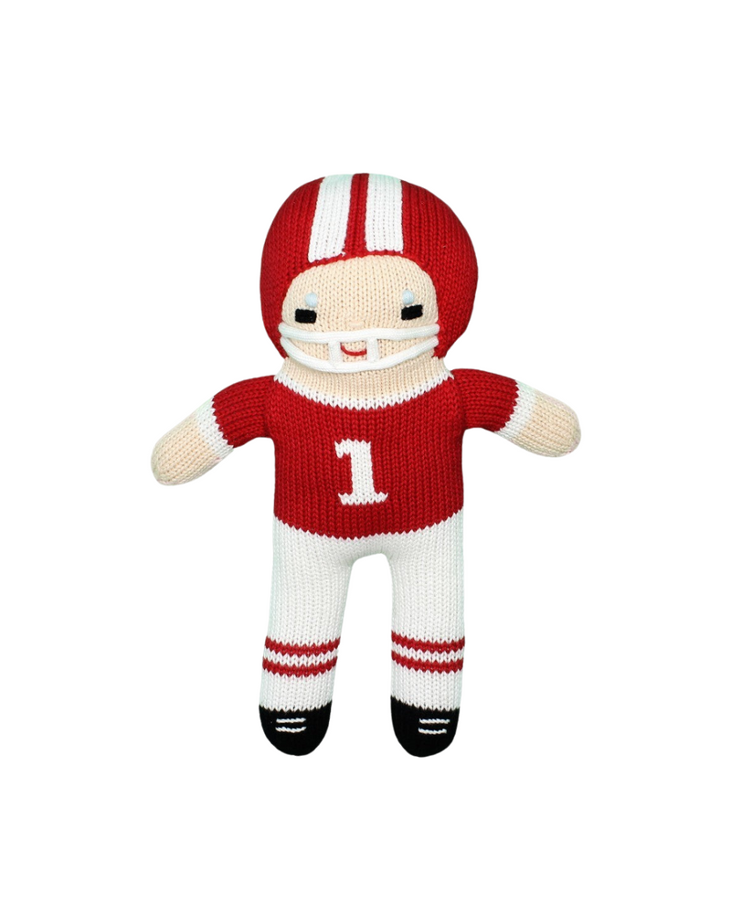 Football Player Knit Doll Red White