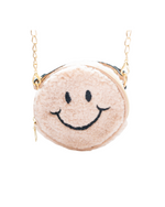 Fuzzy Smiley Face Bag Beige