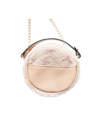 Fuzzy Smiley Face Bag Beige