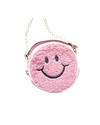 Fuzzy Smiley Face Bag Pink