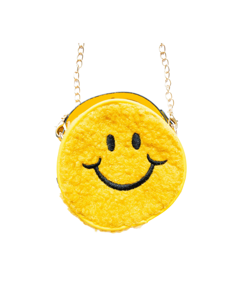 Fuzzy Smiley Face Bag Yellow