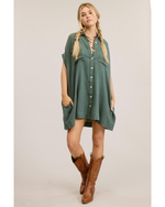 Gabi Gauze Button Down Mini Seafoam