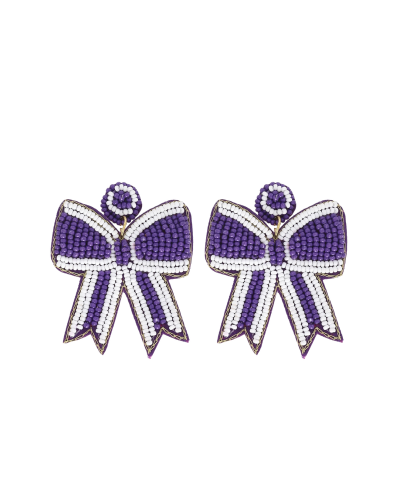 Game Day Beaded Ribbon Earrings