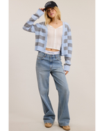 Gene Soft Knit Stripe Cardi Sky