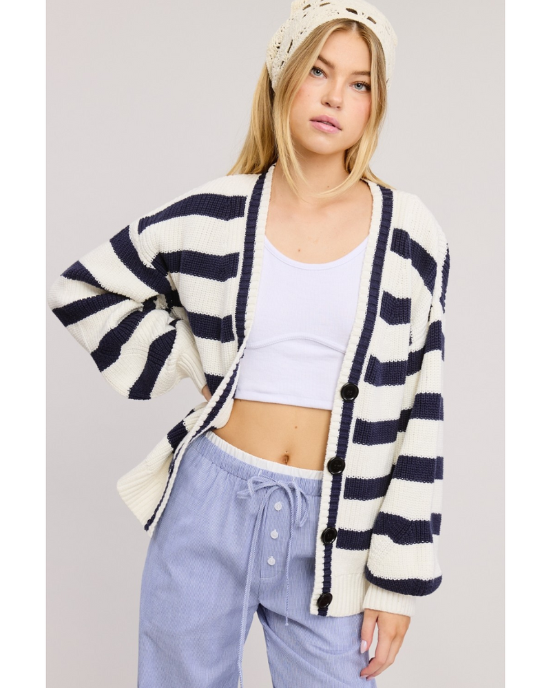 Genny Oversized Stripe Cardi