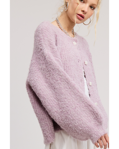 Georgie Fuzzy Confetti Cardi Lavender