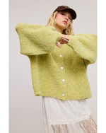 Georgie Fuzzy Confetti Cardi Lemon