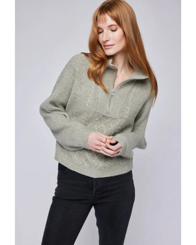 Georgie Half Zip Sweater Sage