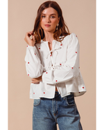 Gigi Tie Front Heart Blouse Ivory