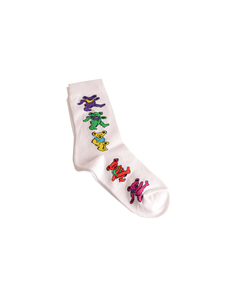 Grateful Dead Dancing Bear Womens Socks White