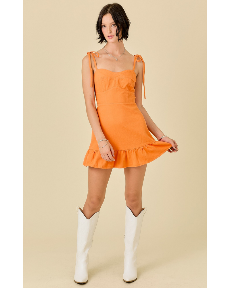 Hana Ruffled Hem Mini Dress Orange