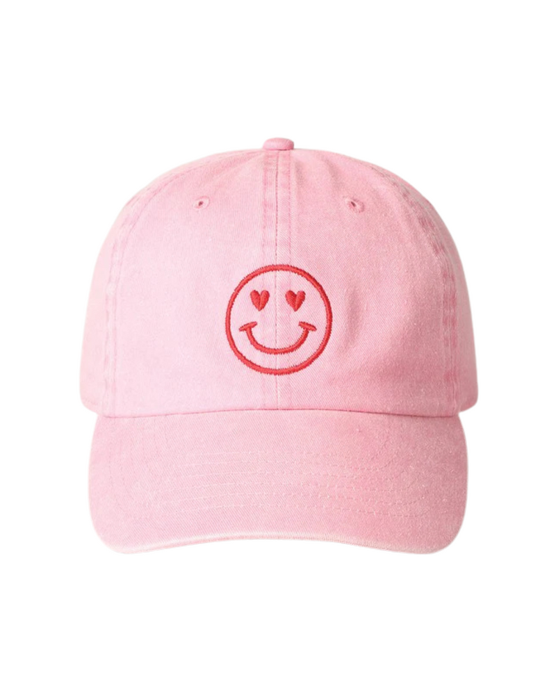 Heart Eyes Smiley Ballcap Light Pink