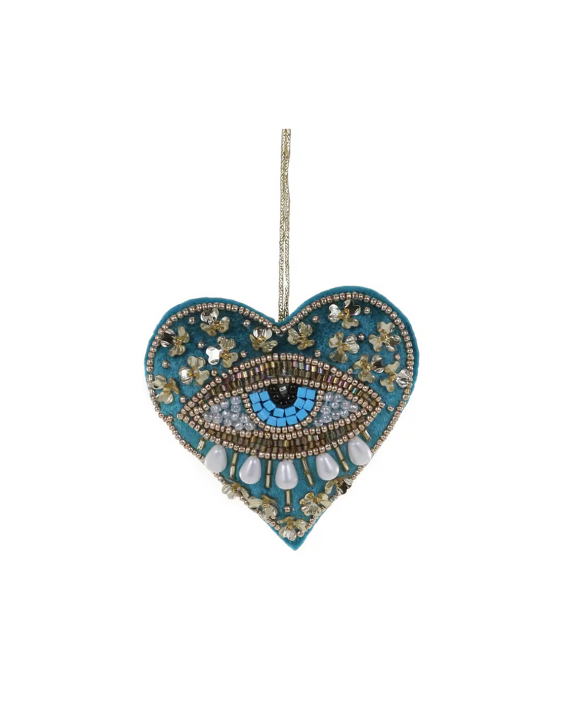 Heart Ojo Ornament Blue