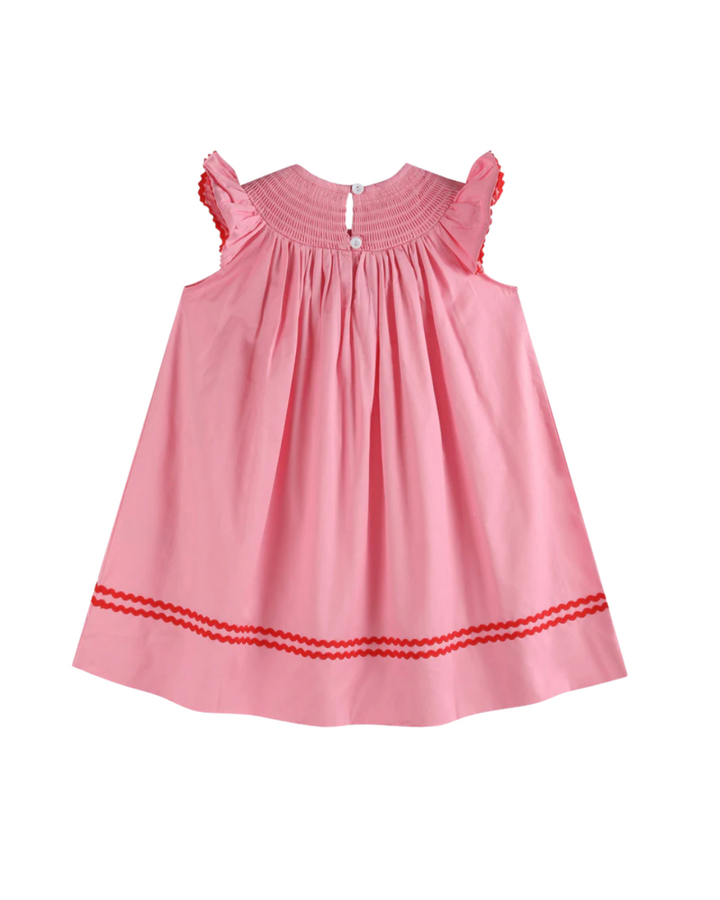 Heart Smocked Bishop Dress Pink