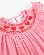 Heart Smocked Bishop Dress Pink