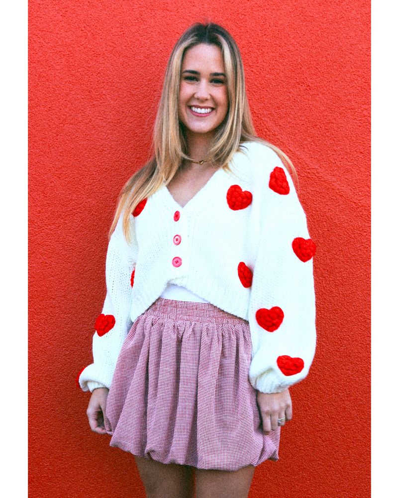 Hearts All Over Cardigan Ivory