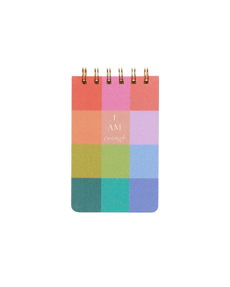 I Am Enough Rainbow Check Wire Notepad