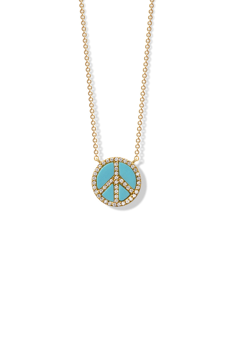 14K BG Turq Peace Necklace