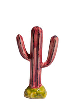 Alt text: Decorative purple cactus made from Gorky Pottery, featuring vibrant colors and an organic design, perfect for adding natural beauty to any space without maintenance.