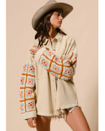 Jade Granny Crochet Sleeve Jacket Oatmeal