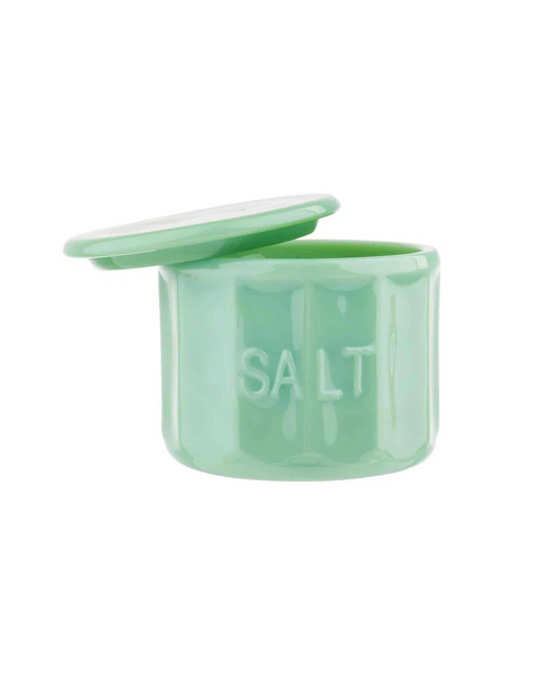 Jadeite Glass Salt Cellar With Lid