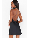 Jasmine Halter Mini Dress Black Luxe Satin