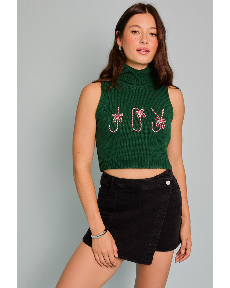 Joy Candy Canes Turtleneck Tank Green