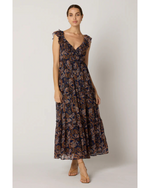 Junie Ankle Dress Nutmeg Paisley Navy