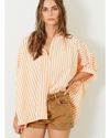 Kaley Striped Oversized Button Down Orange White