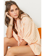 Kaley Striped Oversized Button Down Orange White