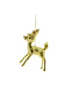 Kitsch Glitter Deer Ornament Gold