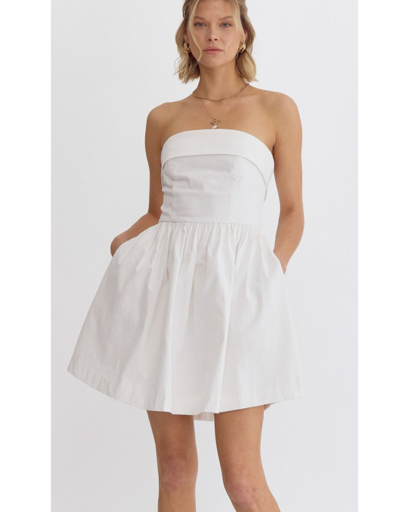 Klo Strapless Mini Dress Off White