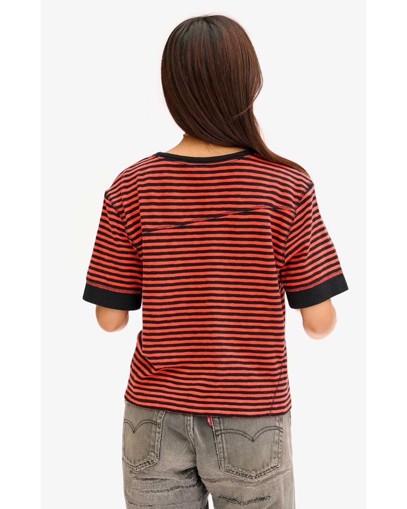 Le Bateau Tee Black And Poppy Stripe