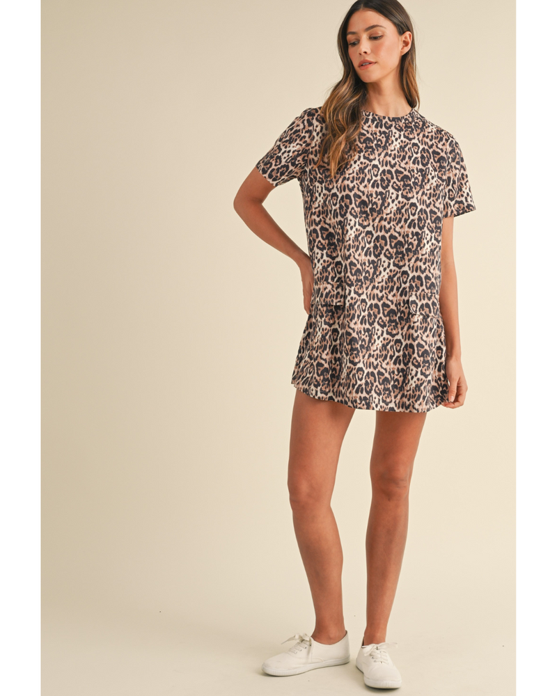 Lena Mini Shift Dress Leopard