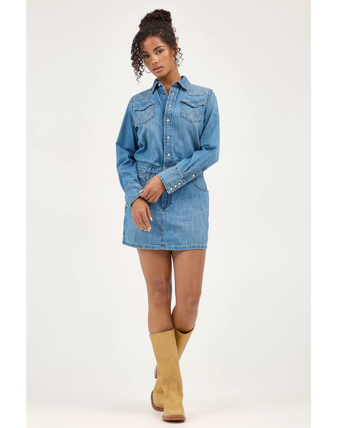 Long Sleeve Denim Dress Ultra Marine
