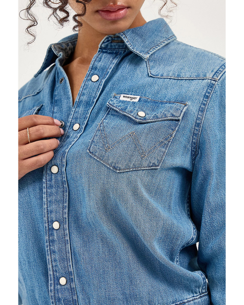Long Sleeve Denim Dress Ultra Marine
