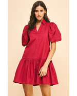 Mabel Collared Mini Dress Fall Red