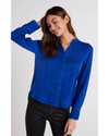 Mandarin Collar Button Down Rich Cobalt