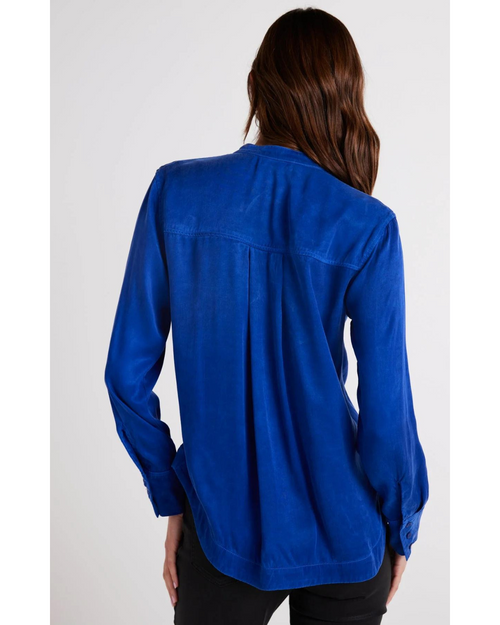 Mandarin Collar Button Down Rich Cobalt