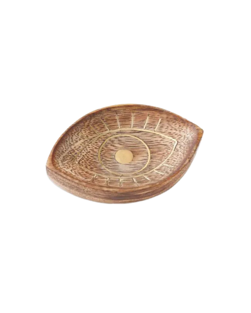 Mango Wood Evil Eye Catch Tray