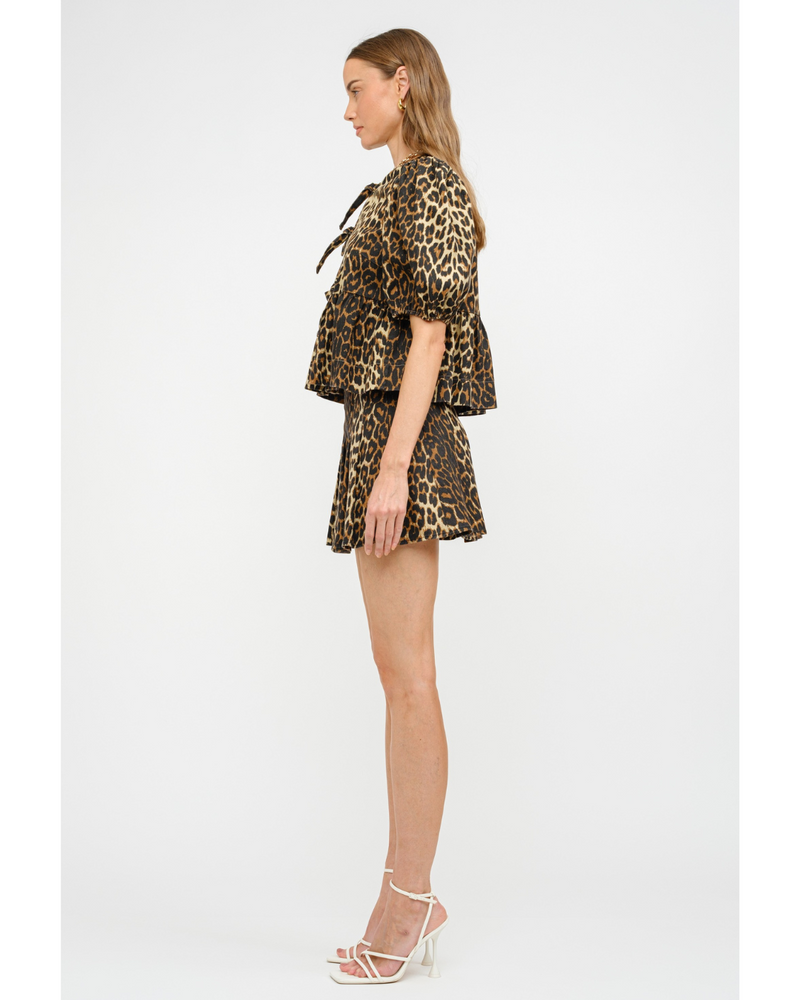 Mayzie Leopard Tie Front Blouse