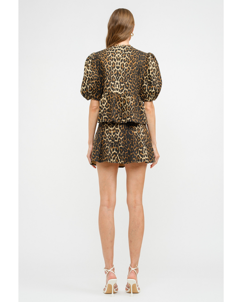 Mayzie Leopard Tie Front Blouse