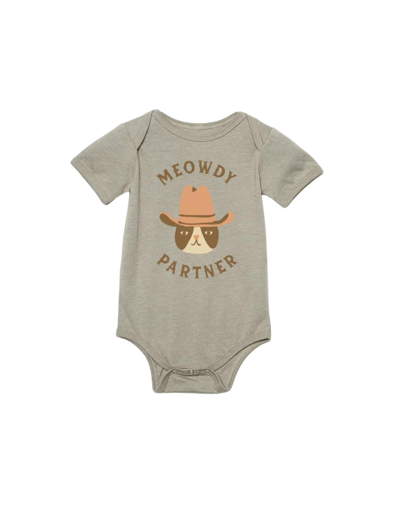 Meowdy Partner Western Onesie Heather Stone