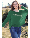 Merry Embroidered Crew Sweater Pine